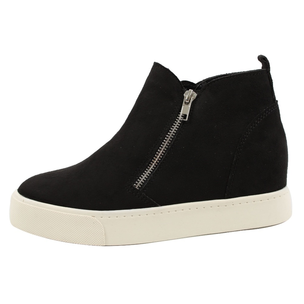 Black Hidden Wedge Rubber Sole Sneaker - Picture 2 of 7